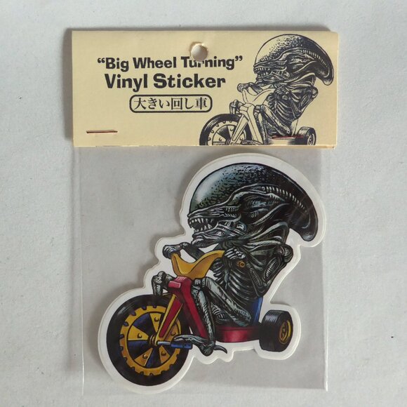 NEW ALIEN RIDING BIG WHEEL VINYL DECAL STICKER - Picture 2 of 3